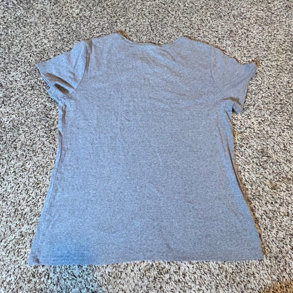 J. Jill Womens Grey White Striped 100% Cotton Cap Sleeve Scoop Neck Tee Shirt S